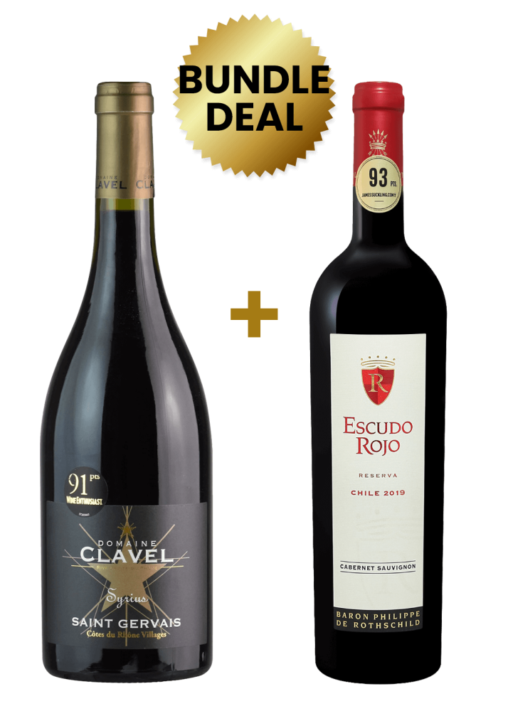 1 Btl Domaine Clavel Syrius Saint Gervais Cotes Du Rhone Villages Red 75Cl + 1 Btl Escudo Rojo Reserva Cabernet Sauvignon 75Cl