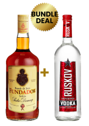 Buy 1 Bottle Fundador Brandy 70 Cl, Get 1 Bottle Ruskov Vodka 1L Free