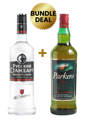 1 Btl Russian Standard Original 1Ltr + 1 Btl Parkers Finest Blended Scotch Whisky 1Lt