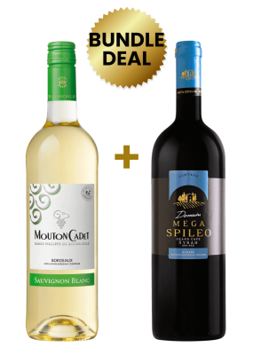 1 Btl Mouton Cadet Bordeaux Sauvignon Blanc 75 Cl + 1 Btl Domain Mega Spileo Syrah 75Cl