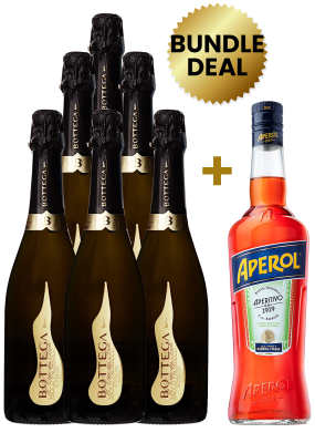 6 Btls Bottega Prosecco Il Vino Dei Poeti 75Cl + 1 Btl Aperol Aperitivo 1L Free