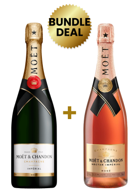 1 Btl Moet & Chandon Imperial Brut 75 Cl + 1 Btl Moet & Chandon Nectar Imperial Rose 75Cl